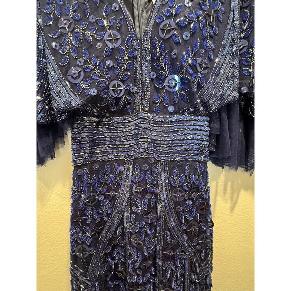Mac Duggal Blue Gown Womens 10 Style# 4611D Embellished Beaded Dress Sequin READ - Picture 2 of 16